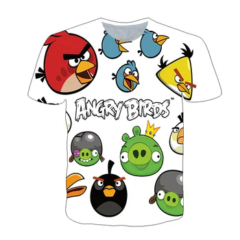 Zēni/Meitenes Smieklīgi Spēli t-krekls Karikatūra Putnu 3D Bērniem Unisex Īsām piedurknēm Dusmīgs Harajuku Drukāšanas Ikdienas Topi Bērnu Apģērbs