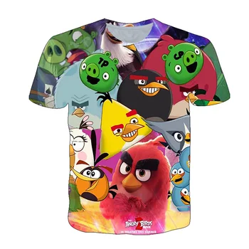 Zēni/Meitenes Smieklīgi Spēli t-krekls Karikatūra Putnu 3D Bērniem Unisex Īsām piedurknēm Dusmīgs Harajuku Drukāšanas Ikdienas Topi Bērnu Apģērbs