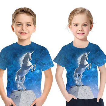 Zēni Un Meitenes šortiņos Jaunu Dzīvnieku Zirgu Classic, 3D Druka, T-krekls Hip-Hop Modes Apaļā Apkakle T-krekls Topi Bērniem