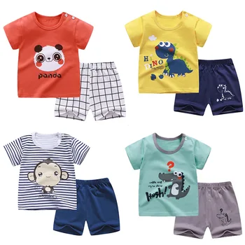Zēni Vasaras Komplekti Ir 2021. Kokvilnas Meiteņu Drēbes Karikatūra Īsām Piedurknēm T Krekls+Šorti Uzvalki Toddler Meitene Pidžamas Komplekts Bērniem Apģērbs