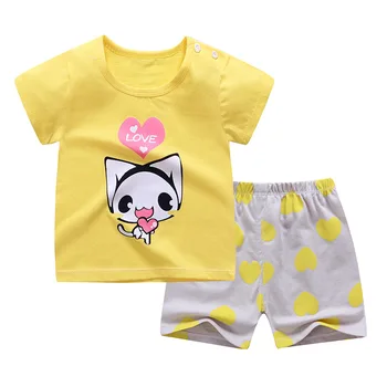 Zēni Vasaras Komplekti Ir 2021. Kokvilnas Meiteņu Drēbes Karikatūra Īsām Piedurknēm T Krekls+Šorti Uzvalki Toddler Meitene Pidžamas Komplekts Bērniem Apģērbs