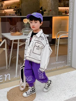 Zēnu Mētelis Pavasara Apģērbu 2021 Jauno Pavasara un Rudens Vidējo un Lielo Bērnu Modes korejiešu Stilā Pavasarī Valkā Top Jūra