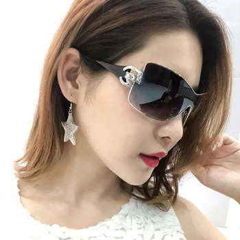 Zīmola Dizaineru Dimanta Saulesbrilles Crystal Diamond Saulesbrilles par Sievietēm, Viens Gabals Toņos Sejsegu Oculos Augšu