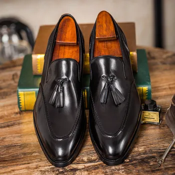 Zīmolu Vīriešu Mokasīni itālijas Gadījuma Īstas Ādas Kurpes par vīrieti Melnā Dzīvoklis apavi āra kvīts par braukšanas kurpes vīriešu roku darbs