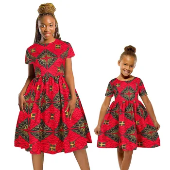 Āfrikas 2021 Māmiņa Un Man Kleita Ar Īsām Piedurknēm Sievietēm Un Meitene Kleita Ģimenes Saskaņojot Tērpiem Vasaras Kleitas, Mātes Meita Drēbes