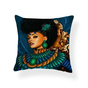 Āfrikas Etniskās Sieviete Spilvens Segums Āfrikas Meitene Dekoratīvs Spilvens Gadījumā Veļa Krāsu Auduma Mest Spilvens Segums, Dīvāns Mājas Dekoru
