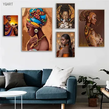 Āfrikas Mākslas Sievietes Portrets Plakāti un Izdrukas, Bildes Abstrakta Sieviete Audekla Apgleznošana Sienu Apdare Mūsdienu Mājas Apdare
