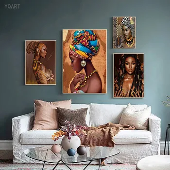 Āfrikas Mākslas Sievietes Portrets Plakāti un Izdrukas, Bildes Abstrakta Sieviete Audekla Apgleznošana Sienu Apdare Mūsdienu Mājas Apdare