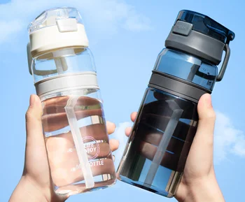Āra kratītāju Ūdens Pudeli Salmu Sporta Dzeramā Ceļojumu Portatīvo Kempings Plastmasas Tritan pudeli Bez BPA