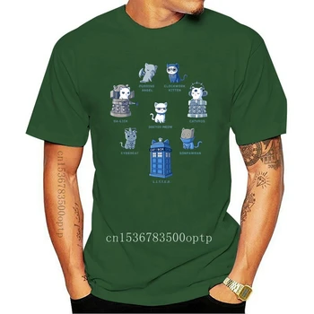 Ārsts, Kurš Cat Versija Vīriešu T-Krekls Kokvilnas S-6Xl Vintage Grafiskais Tee Krekls