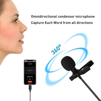 Ārējās Lavalier Mikrofons iPhone Clip-on Atloks Zibens ar 3,5 mm Audio Ligzda Mic iPhone 11 Pro/XS/Max SE/XR /8/7