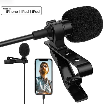Ārējās Lavalier Mikrofons iPhone Clip-on Atloks Zibens ar 3,5 mm Audio Ligzda Mic iPhone 11 Pro/XS/Max SE/XR /8/7