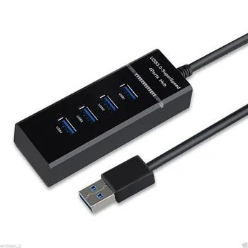 Ātrgaitas USB3.04 Port HUB Datora USB Multi-interfeiss Sadalītāja Viens uz Četriem Pagarināt USB Sadalītājs USB un DC Strāvas Padeve