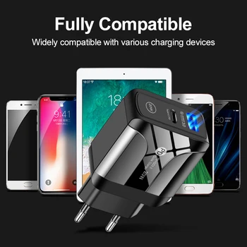 Ātri Uzlādēt 3.0 USB Lādētāju, ES Sienu Mobilo Tālruni, Lādētāju un Adapteri iPhone 12 11 X MAX QC3.0 Ātra Uzlāde Samsung Xiaomi