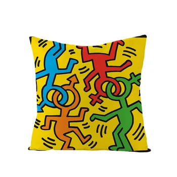 Ģeometriskās Abstraktās Spilvena Vāka Krāsains Mūsdienu Mākslas Keith Mest Spilvena Segums Haring Dīvāns Mājās Dekoratīvās Pillowcse