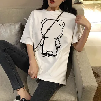 Īsām piedurknēm T-krekls Lielgabarīta Sieviešu 2021. gada Vasarā Jaunu Zaudēt korejiešu Stilā, Modes Ins O Kakla Kawaii Sieviešu Apģērbu Gadījuma Augšu