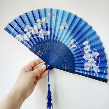 Ķīniešu Stilā Ventilatora Modeli Locīšanas Deju Kāzu Puse, Puses, Ziedu Locīšanas Notika Ventilators Sieviešu Meitene Foto Prop Mežģīnes Rīku O6C7