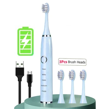 Ūdensdrošs IPX7 Ultraskaņas Elektriskā zobu Suka Pieaugušajiem Lādējamu Elektronisko Balināšanas Zobu Suku Portatīvo zobu Sukas