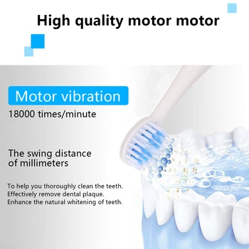 Ūdensdrošs IPX7 Ultraskaņas Elektriskā zobu Suka Pieaugušajiem Lādējamu Elektronisko Balināšanas Zobu Suku Portatīvo zobu Sukas