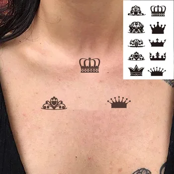 Ūdensizturīgs TemporaryTatoo Uzlīmes Pāris Karaļa Karalienes Kronis Mākslas Tetovējums WaterTransfer Viltus Flash Tatto, lai Cilvēks Sievietēm