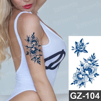 Ūdensnecaurlaidīgus Pagaidu Sula Tintes Tetovējumu Uzlīmes Skices ziedi roku tatoos Rožu violeta seksīgas meitenes Ilgstošu Tatto Vīriešiem Sievietēm