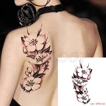 Ūdensnecaurlaidīgus Pagaidu Tetovējumu Uzlīmes, plūmju ziedu, augu, roku, roku, kāju, muguras Tetovējums, Uzlīmes Flash Viltus Tetovējumiem meiteni, Sievieti, vīrieti,