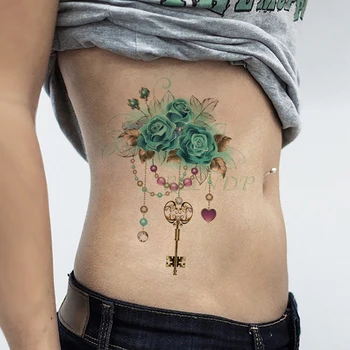 Ūdensnecaurlaidīgus Pagaidu Tetovējumu Uzlīmes putnam spārnu ziedu Viltus Tetovējums Flash Tatto Krūšu Kurvis Atpakaļ tetovējumiem Sievietēm Meitene vīriešiem