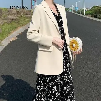 Žakete Sieviešu 2021. gada Pavasara Rudens Apģērbu Jaunajām korejas Zaudēt Biroja Vidēja garuma Jaka Gadījuma Black Lielgabarīta Bleizeri Sievietes Tērps